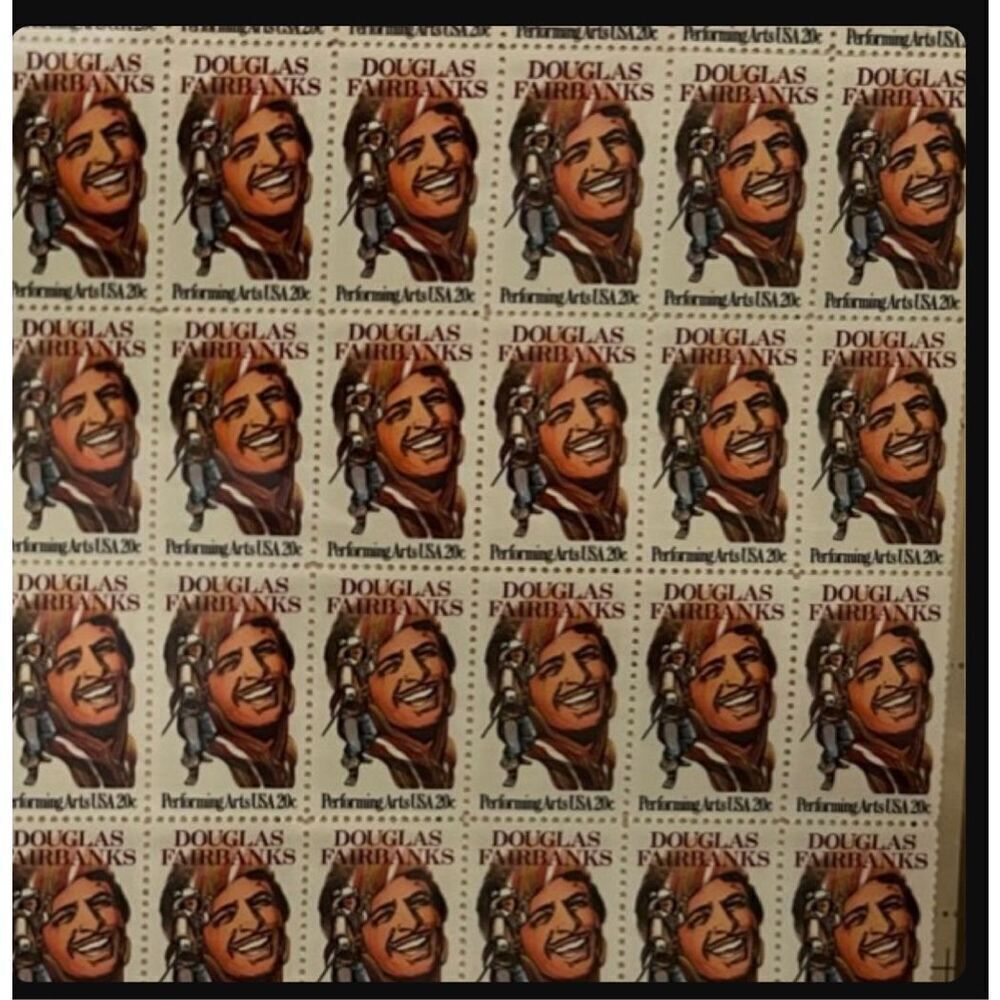 MNH 1984 Douglas Fairbanks Sheet of 50 20c Stamps Scott # 2088